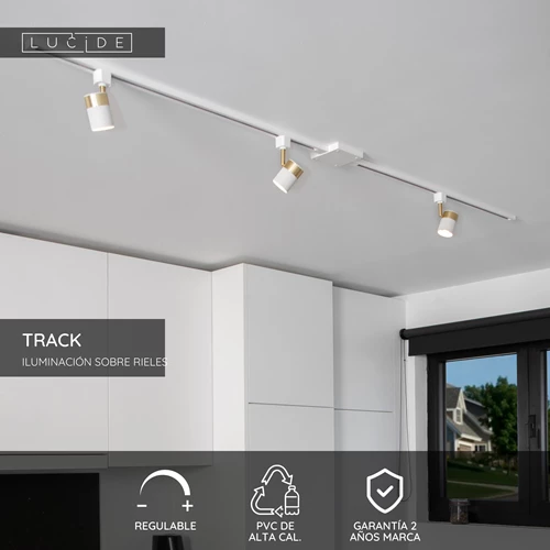 Lucide TRACK Conector en L - Sistema de carril monofásico / Iluminación con rieles - Izquierda - Blanco(Extensión) - USP
